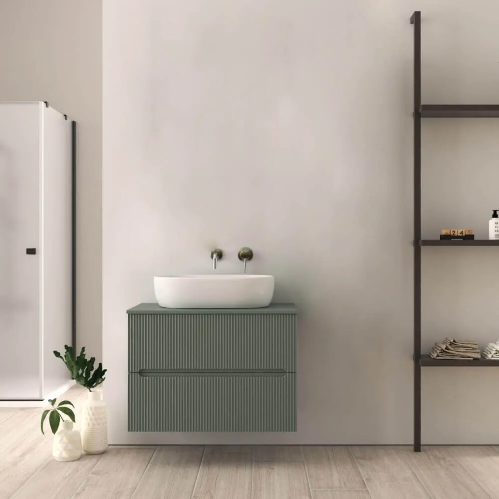 Mobile bagno 80 cm verde opaco cannettato Palermo