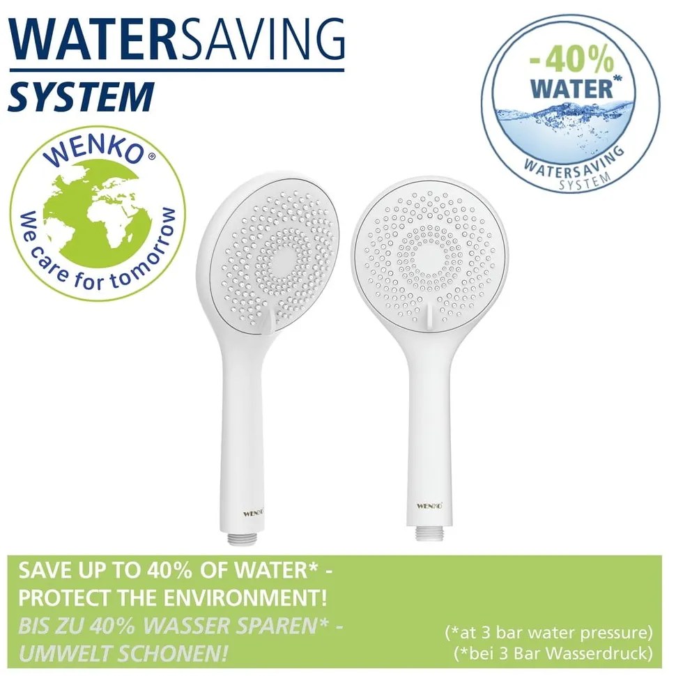 Set doccia bianco in acciaio inox 70 cm Watersaving - Wenko