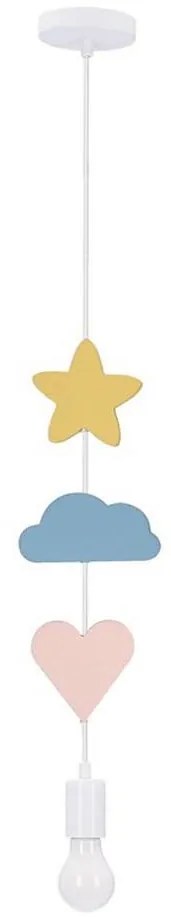 Lampada a sospensione con cavo per cameretta TRIO 1xE27/20W/230V giallo/blu/rosa