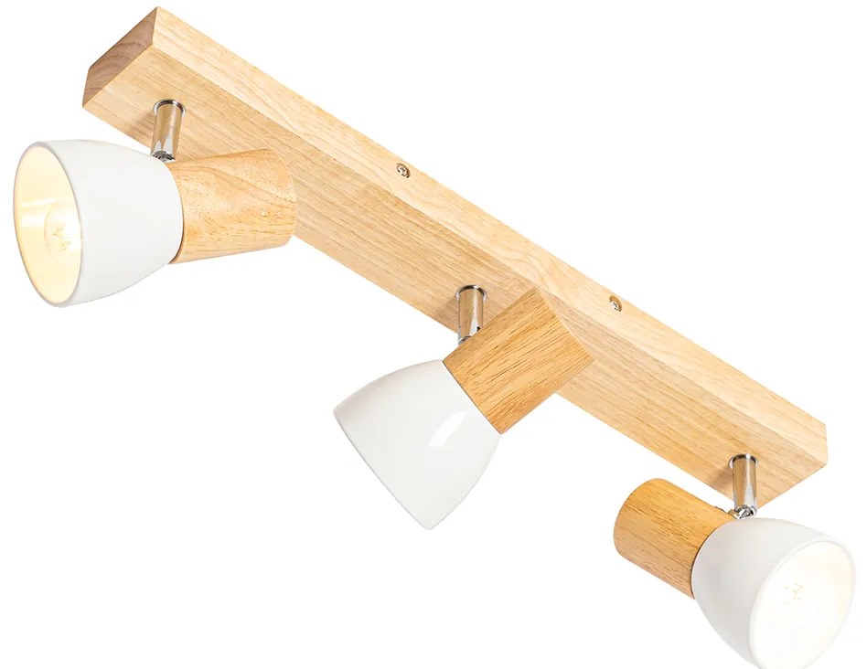 Faretto da soffitto in legno con bianco orientabile 3 luci - Thorin