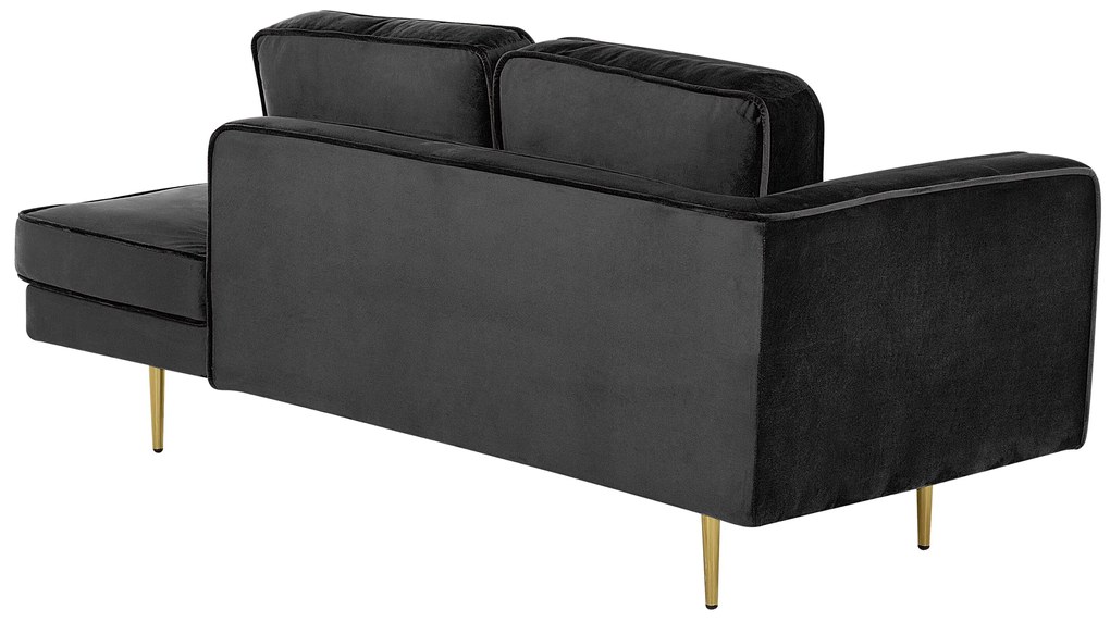 Chaise longue velluto nero sinistra MIRAMAS Beliani