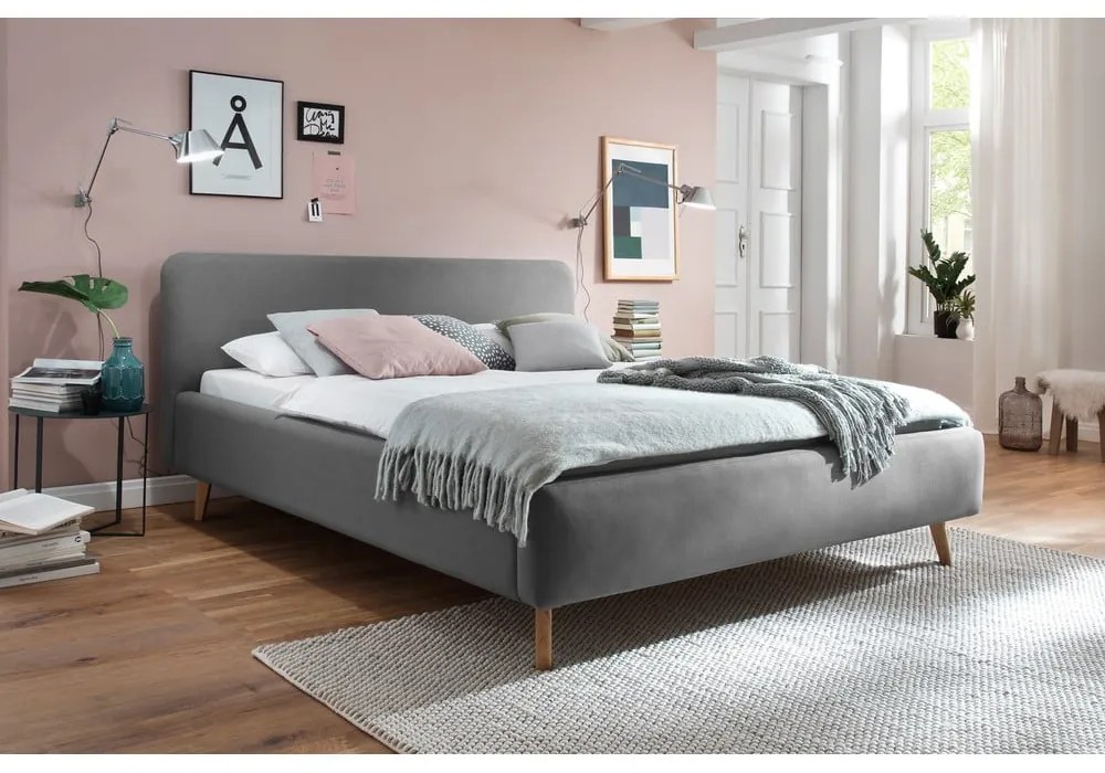 Letto matrimoniale imbottito grigio rete non inclusa 180x200 cm Mattis – Meise Möbel