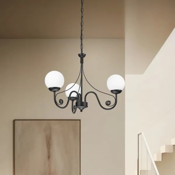 Brilagi - LED Lampadario a sospensione con catena COTTAGE 3xG9/40W/230V nero/bianco