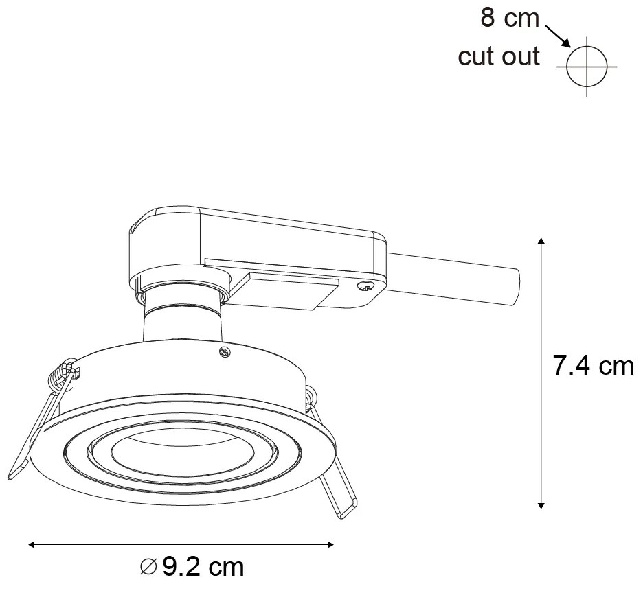 Set di 6 faretti da incasso moderni color canna di fucile GU10 50mm rotondi inclinabili - Rondoo