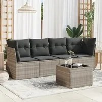 Set Divano da Giardino 5pz con Cuscini Grigio Chiaro Polyrattan 3249081