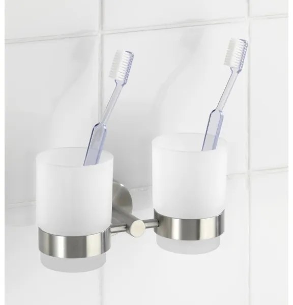 WENKO 19638100 - Portaspazzolini BOSIO MATT 17,5x9,5 cm acciaio inossidabile/argento