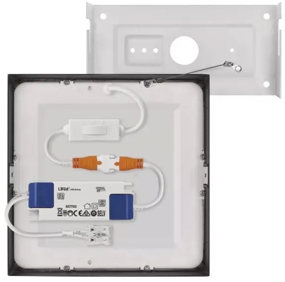 Plafoniera LED LED/12,5W/230V 3000/3500/4000K 17x17 cm nera