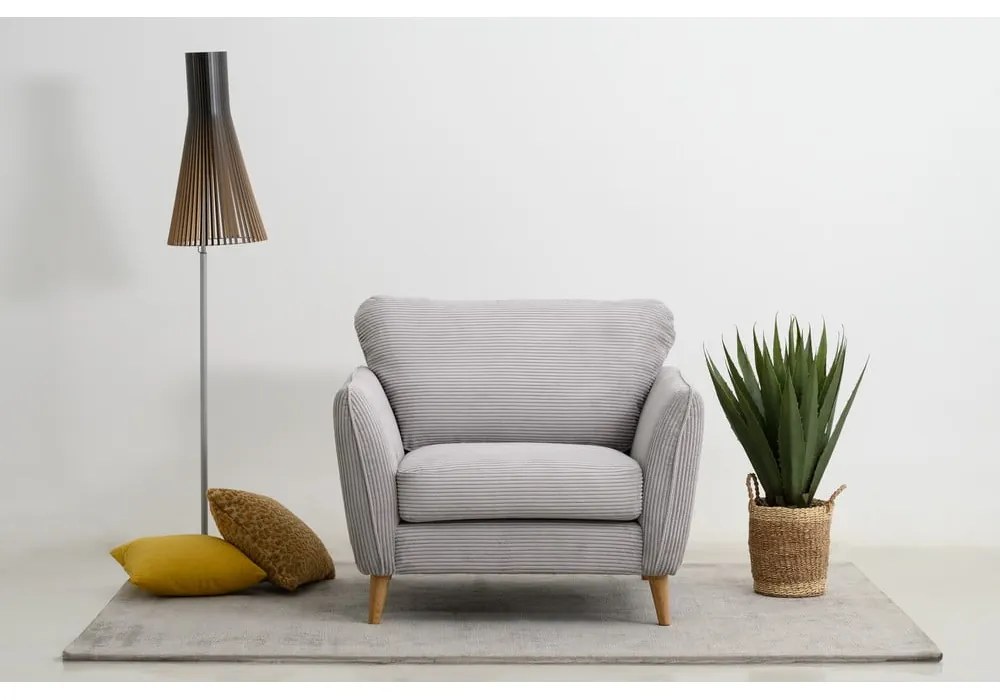 Poltrona in velluto a coste grigio chiaro Paris - Scandic