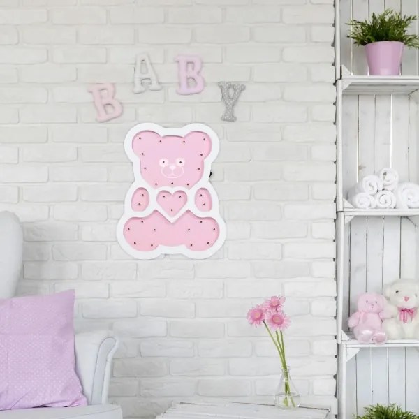 Lampada LED per bambini LED/2xAA orso rosa
