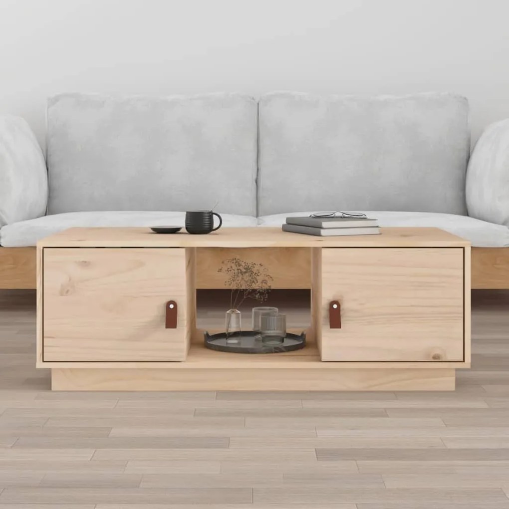 Tavolino Da Salotto 100x50x35 Cm İn Legno Massello Di Pino /