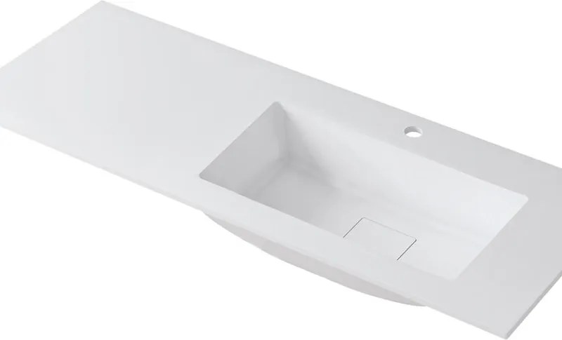 Lavabo a incasso rettangolare vasca a destra L 120.5 x H 15 x P 46 cm in resina bianco lucido