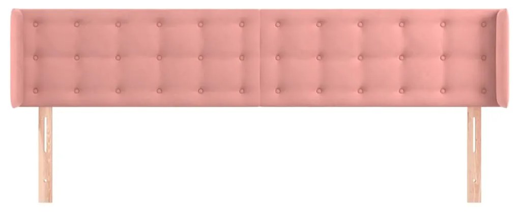Testiera ad orecchio rosa 203x16x78/88 cm in velluto