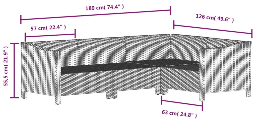 Set Divani da Giardino 7 pz con Cuscini in Polyrattan Grigio