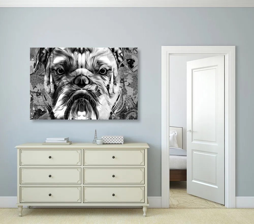 Stampa su tela – Bulldog in bianco e nero