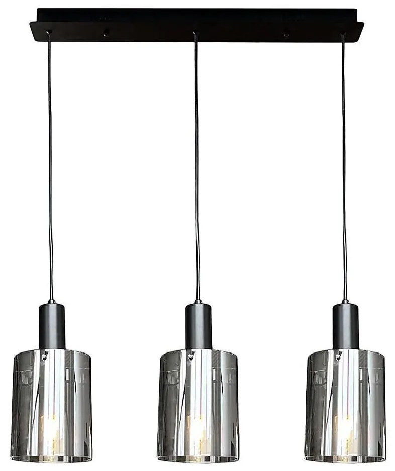 Lampadario a sospensione con filo ARCADIA 3xE27/60W/230V nero/fumé
