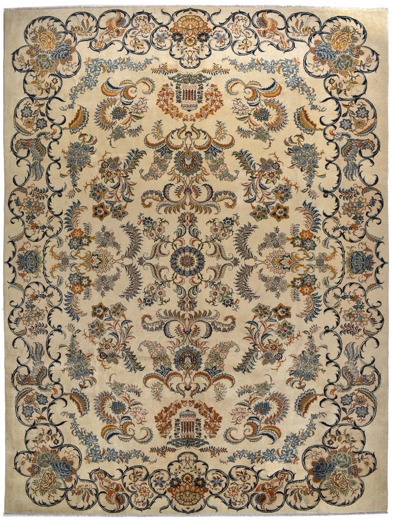 Kashan Tappeto persiano 290 x 390 Beige (Iran) Annodato A Mano