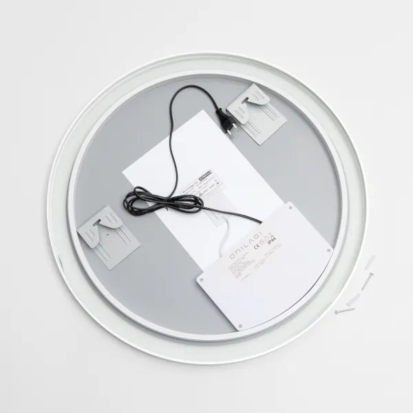 Brilagi-LED dimmerabile, specchio riscaldato con retroilluminazione, profilo in alluminio ALU PRO, LED 18W/230V, Ø 60 cm, IP44, finitura cromo satinato