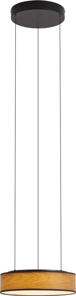 Lampada a sospensione moderna nera con stampa effetto legno di noce, LED integrato dimmerabile a 3 fasi, Easylift - Drew