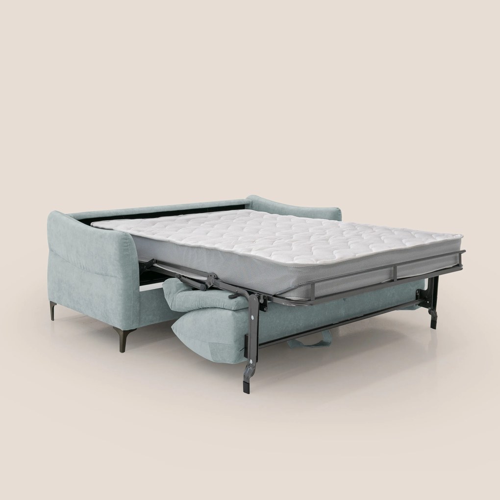 Dalia divano letto con materasso H18 cm e piedi alti in raffinato tessuto smacchiabile T17