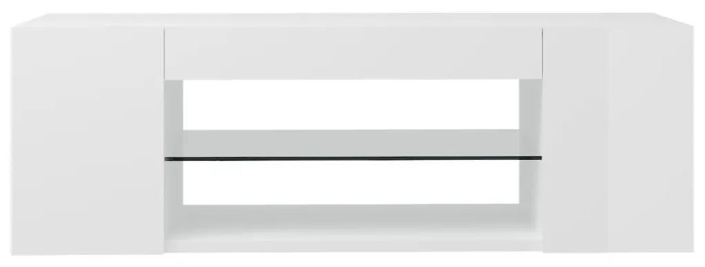 Mobile Porta TV con Luci LED Bianco Lucido 90x39x30 cm
