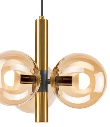 Lampadario a sospensione con filo ROLLO 3xE14/5W/230V oro/fumé beige