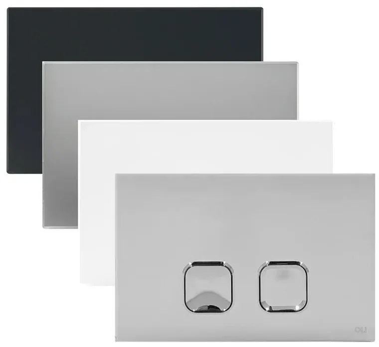Placca cassetta wc Oli serie Plain in abs cromo lucido con doppio scarico