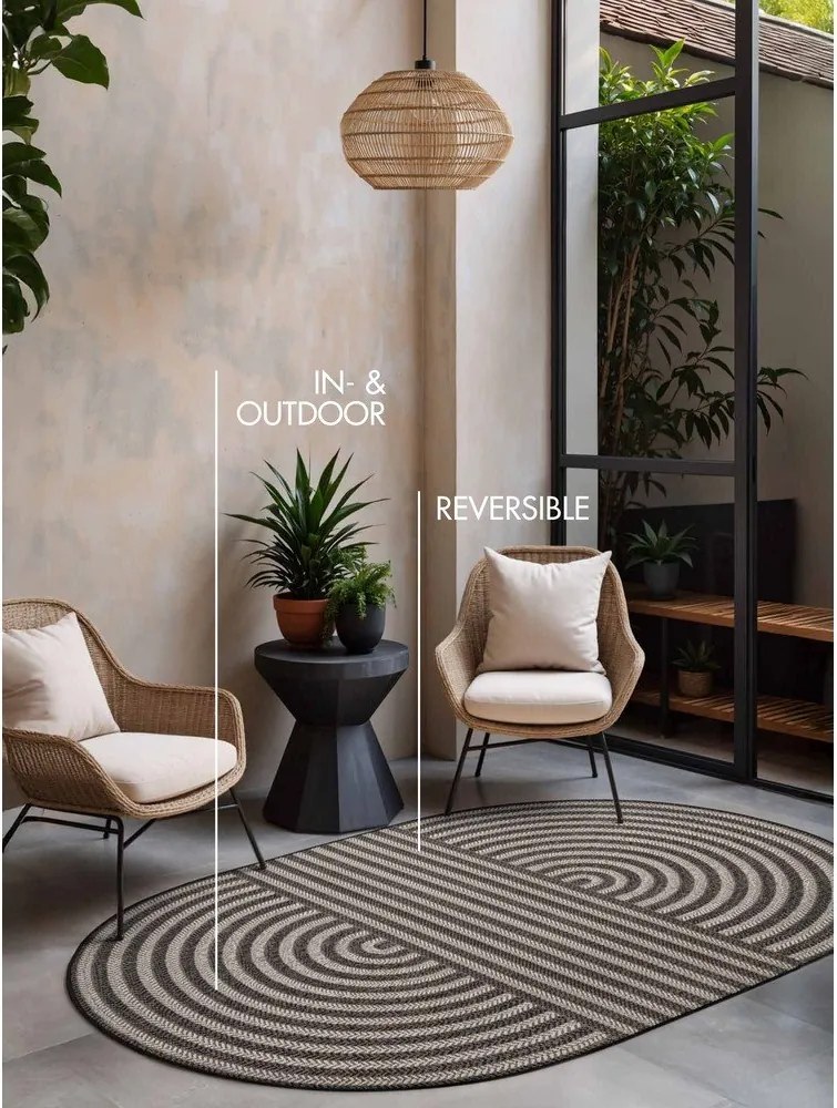 Tappeto da interno/esterno nero/color crema 160x230 cm Haringey Woodfield – Ted Baker