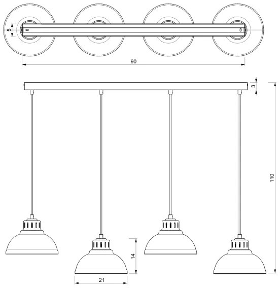 Lampadario a sospensione con filo SVEN 4xE27/15W/230V beige