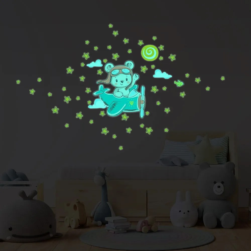 Adesivo murale per bambini 30x25 cm Pilot Bear - Ambiance