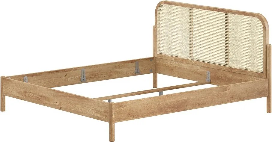 Letto matrimoniale di colore naturale in rovere massiccio rete non inclusa 180x200 cm Olive Rotan – Vipack