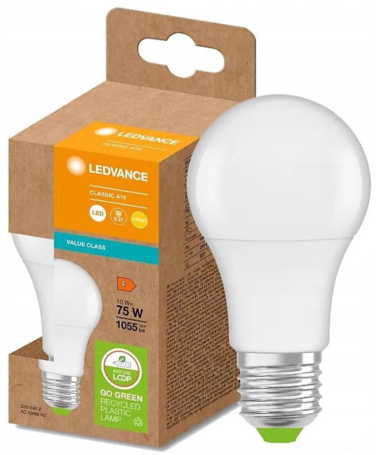 LED Lampadina in plastica riciclata E27/10W/230V 2700K - Ledvance