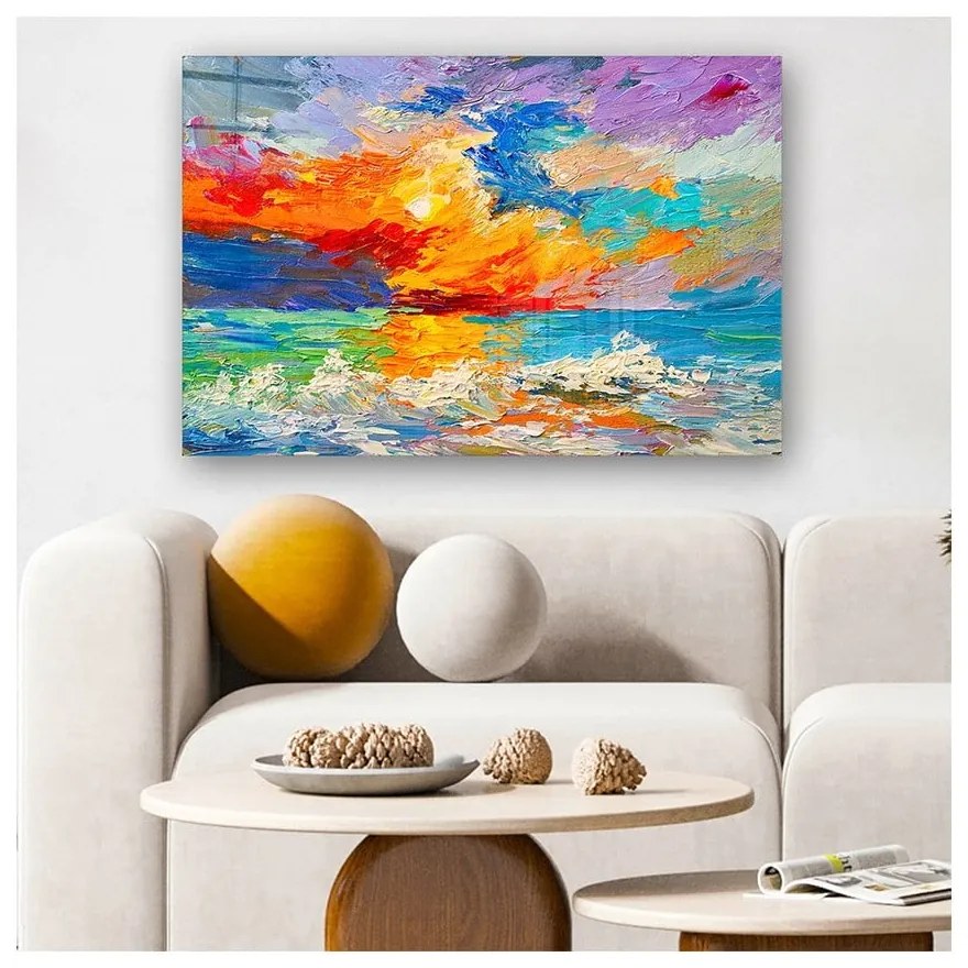 Pittura su vetro 100x70 cm Abstract Sunset - Wallity