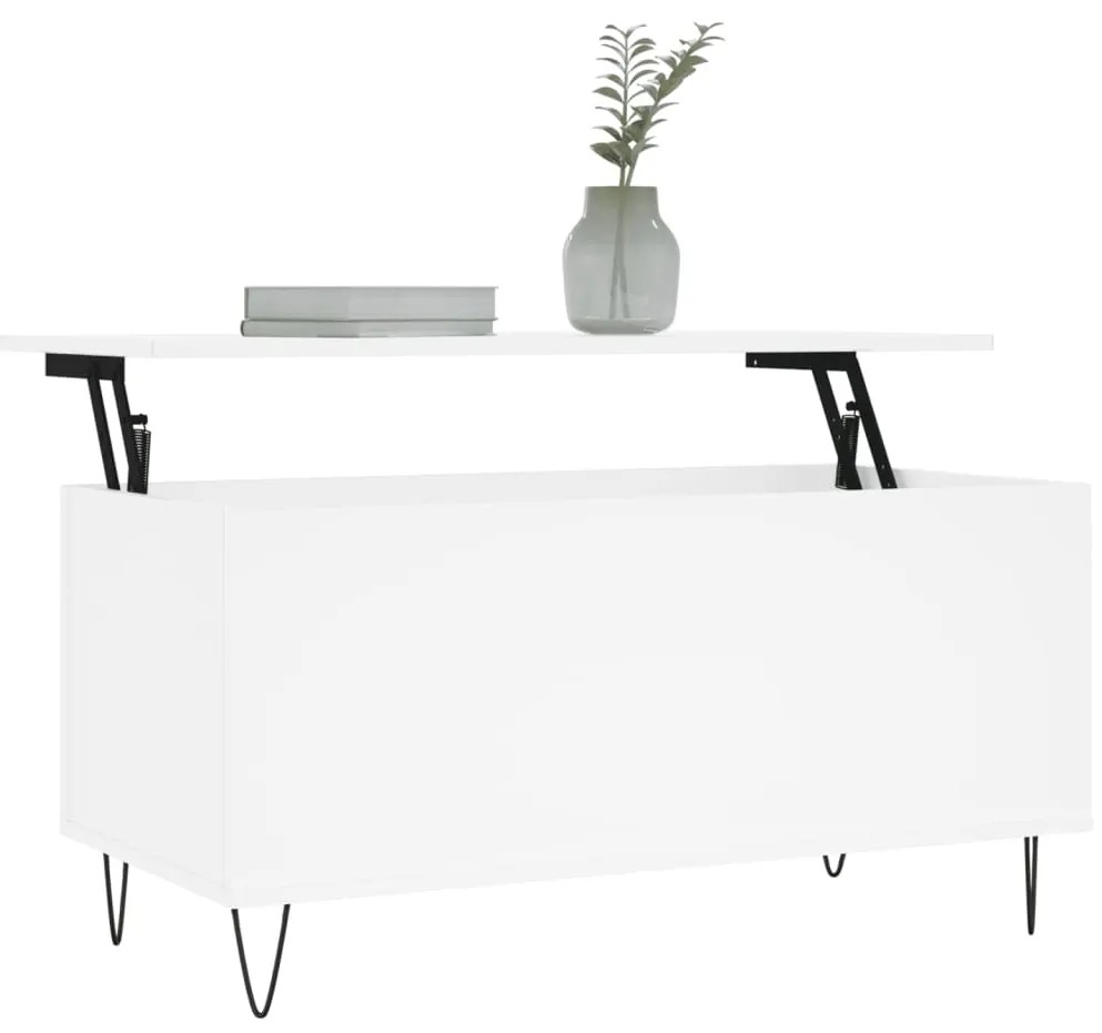 Tavolino da salotto bianco 90x44,5x45 cm in legno multistrato