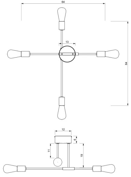 Lampadario on a pole FLAME 4xE27/60W/230V nero/cromo lucido