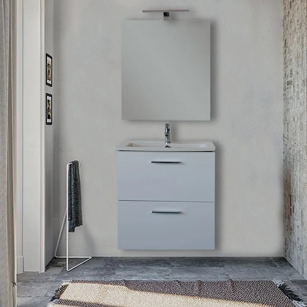 Mobile bagno Vitra Mia 60 cm bianco salvaspazio con specchio e lampada Led