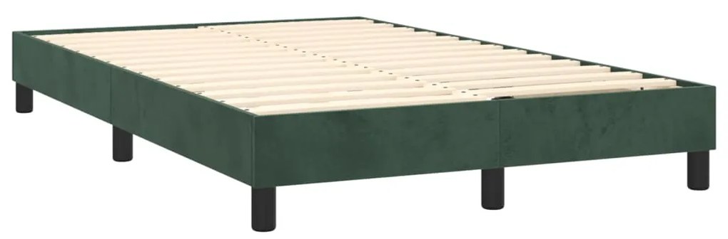 Letto a Molle con Materasso e LED Verde Scuro 120x200cm Velluto