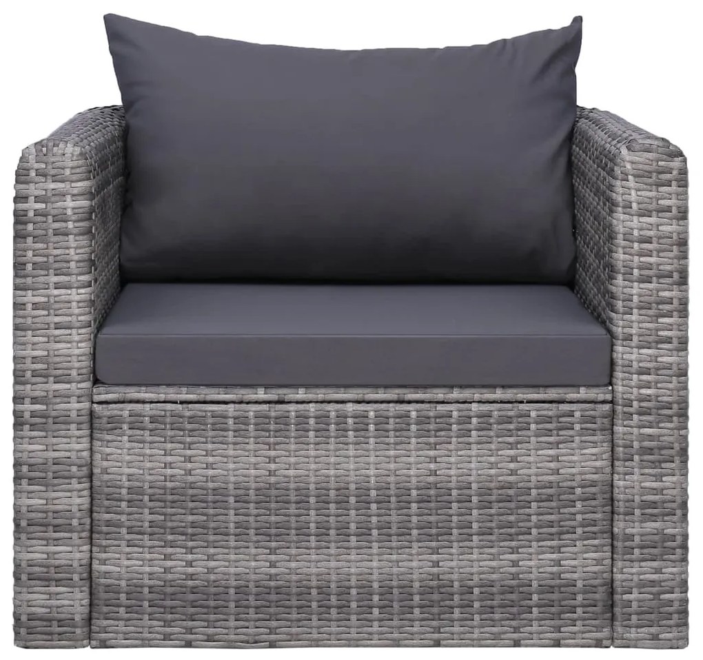 Sedia da giardino con cuscini in polyrattan grigio