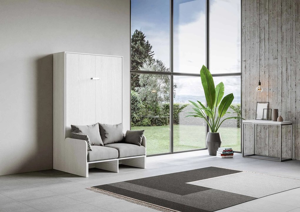 Letto una piazza e mezza a scomparsa 120 verticale Kentaro Sofà, Bianco Frassino / Classic / ALESSIA 20