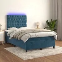 Letto a Molle con Materasso e LED Blu Scuro 120x200cm 3136297