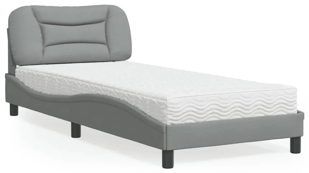 Letto Con Materasso Grigio Chiaro 80x200 Cm İn Tessuto /