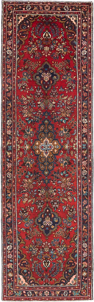 Hamedan Tappeto persiano 380x110 Rosso (Iran) Annodato A Mano
