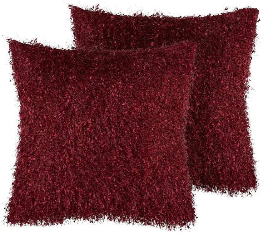 Set di 2 cuscini decorativi 45x45cm rosso HELLEBORE Beliani