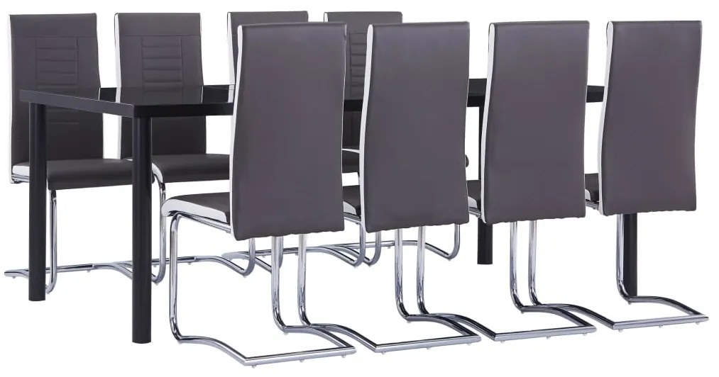 Set Sala Da Pranzo 9 Pz İn Similpelle Grigio /