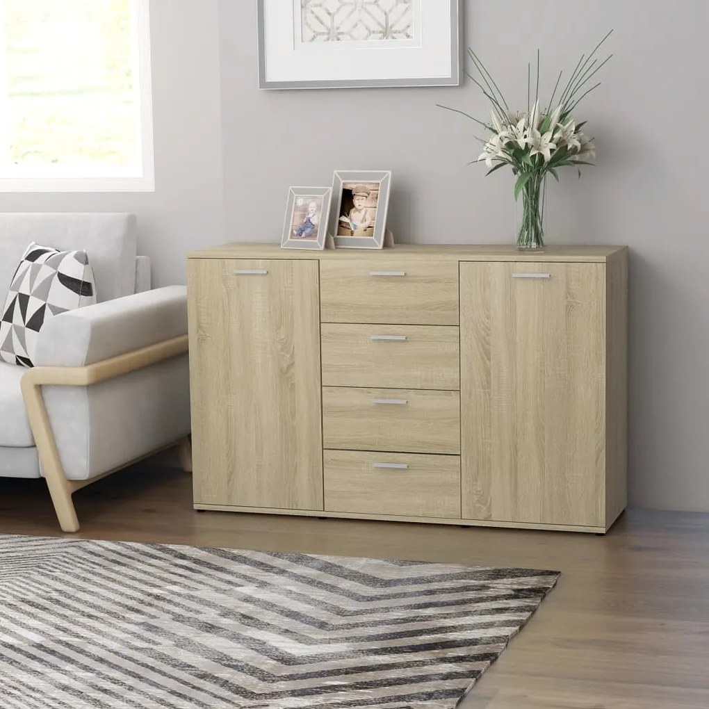 Credenza Rovere Sonoma 120x35,5x75 cm in Legno Multistrato