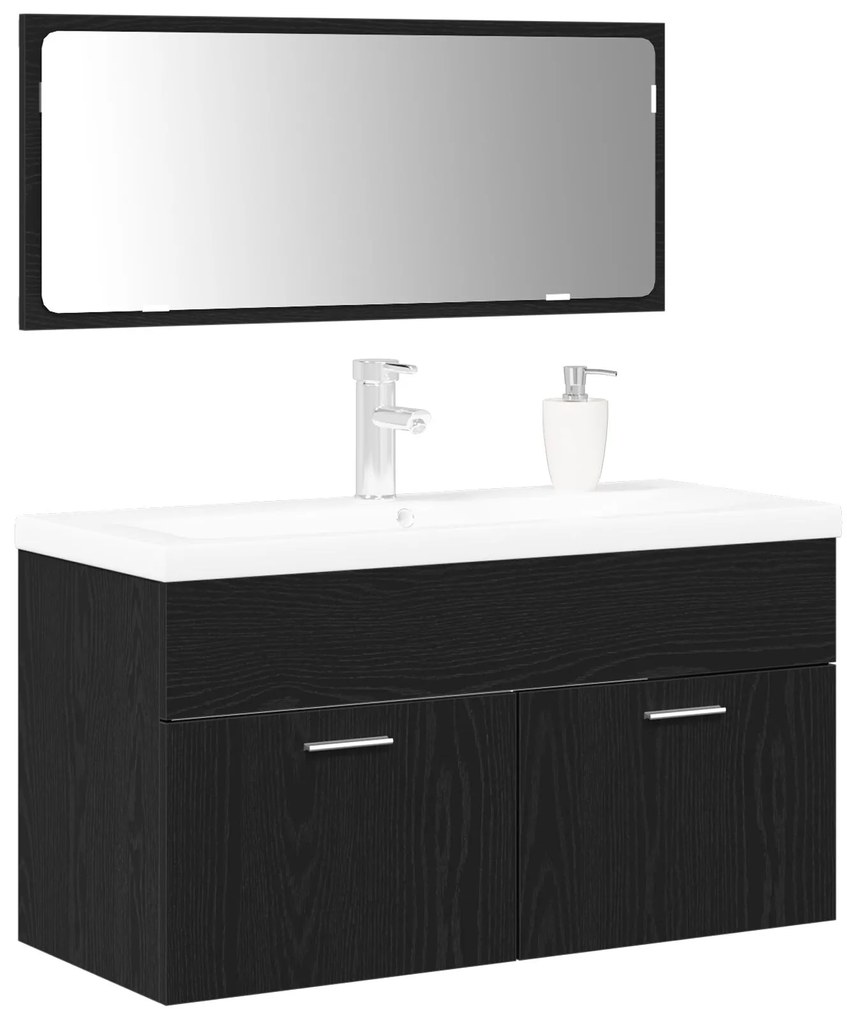 Set di mobili per bagno set da 2 rovere nero