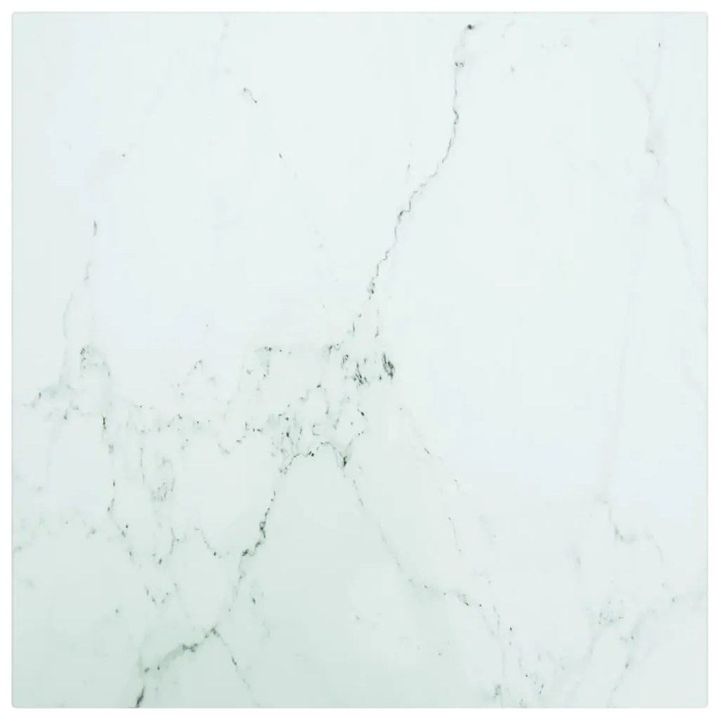 Piano Tavolo Bianco 40x40 Cm 6 Mm Vetro Temperato Design Marmo /