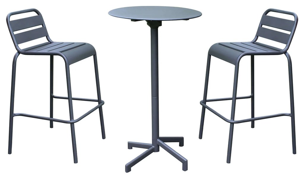 OPERA - set tavolo in metallo cm Ø 60 x 102 h con 2 sgabelli Opera