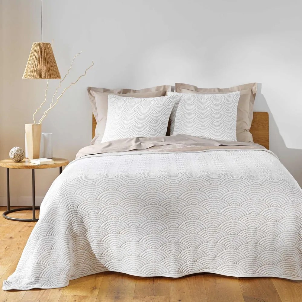 Set con copriletto e federa bianco/beige in jersey 240x260 cm Cassandra – douceur d'intérieur