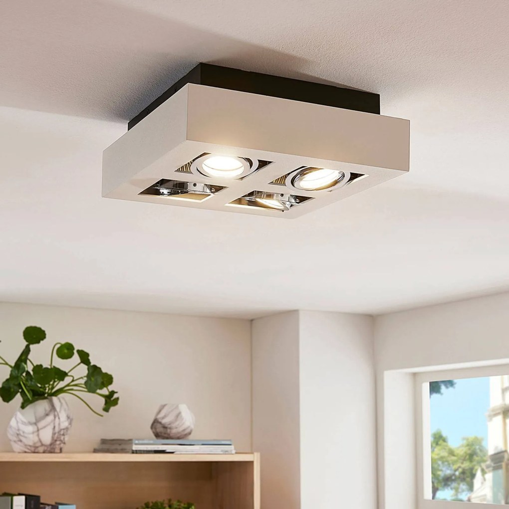 Arcchio faretto Vince, 25 x cm, a 4 luci, bianco/cromatico, GU10 VINCE Arcchio, dimmerabile, Bianco / Opale, Corridoio, Alluminio, Moderno, Faretto