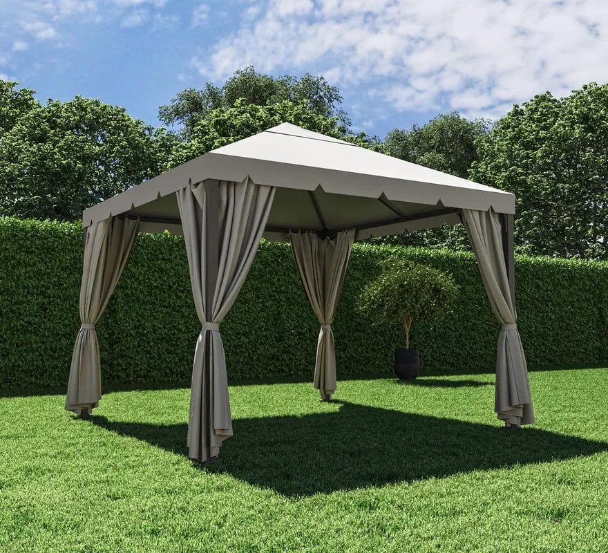Gazebo Ysis in acciaio grigio antracite copertura tortora L 300 x P 300 x H 282 cm